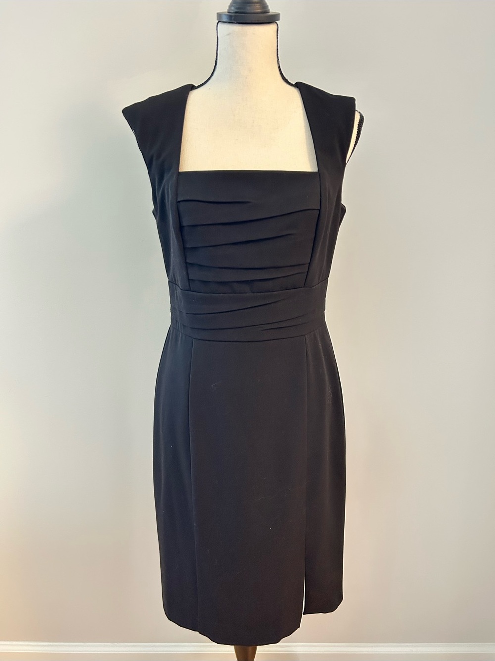 White House Black Market Black Square-Neck Midi Sheath Dress SZ 6 - Picture 3 of 8